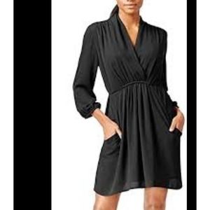 Bar III Three-Quarter-Sleeve Surplice-Neck Dress